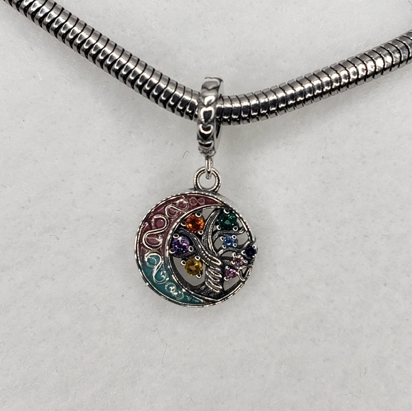 Family Tree Eternal Love Dangle Bracelet Charm 925 Sterling Silver Multicolor - Picture 2 of 8